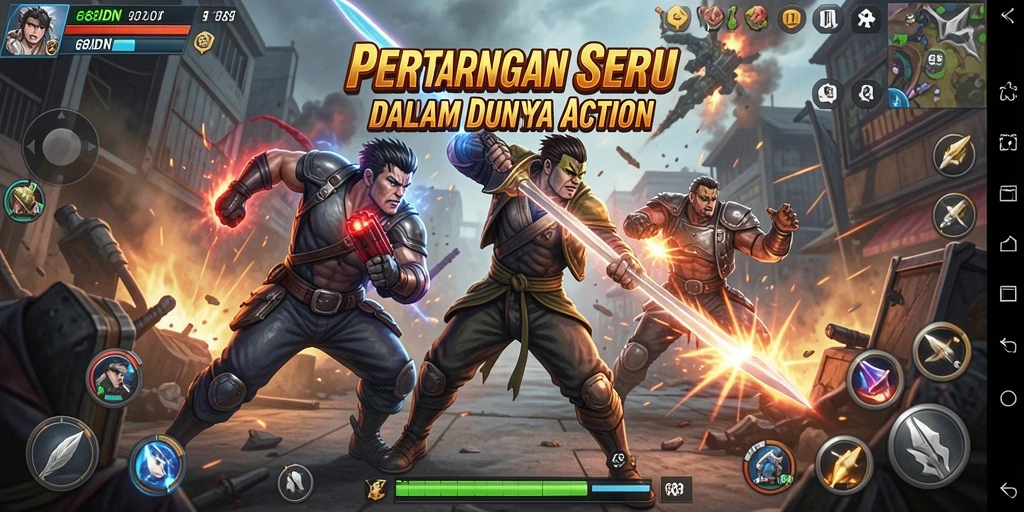 Screenshot gameplay 68IDN yang menunjukkan aksi menarik dan karakter beragam.
