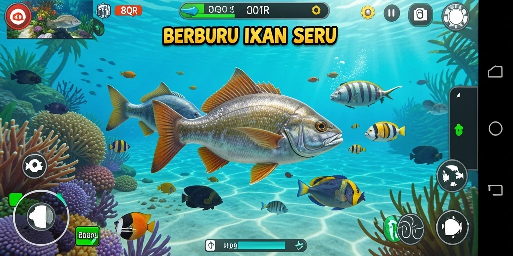 Tampilan gameplay seru dalam 8QR dengan aksi tembak ikan yang cepat.
