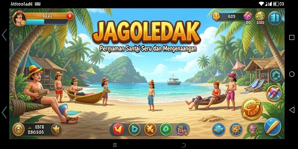Tampilan gameplay JAGOLEDAK dengan warna-warni yang menarik.