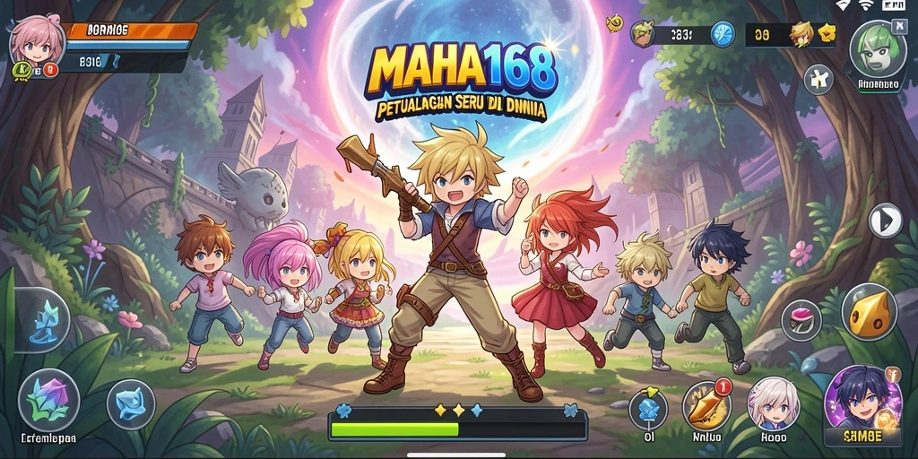 Tampilan gameplay menarik dari MAHA168 dengan karakter Anime.