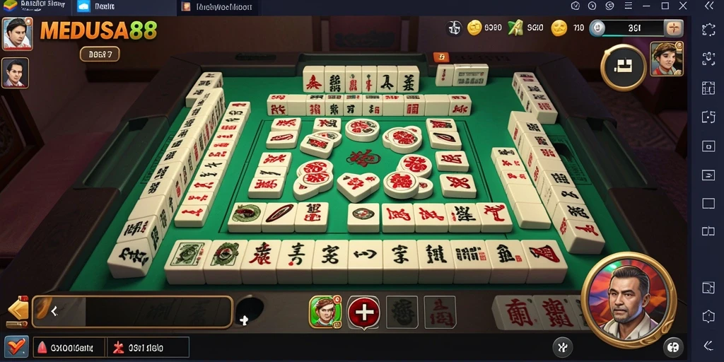 Screenshot gameplay Mahjong MEDUSA88 yang menarik dan penuh warna.
