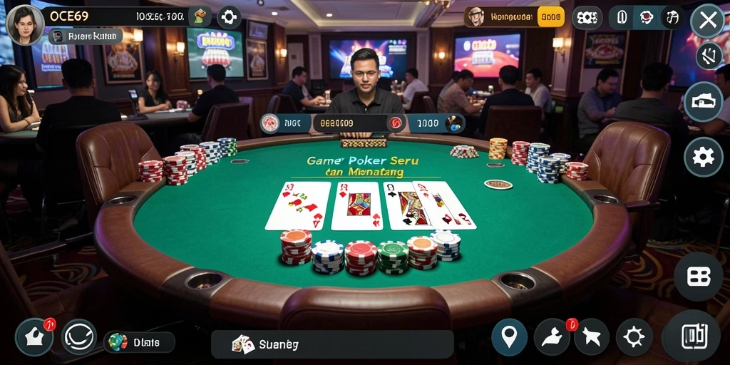 Gameplay OCE69 yang mendebarkan dalam permainan Poker.