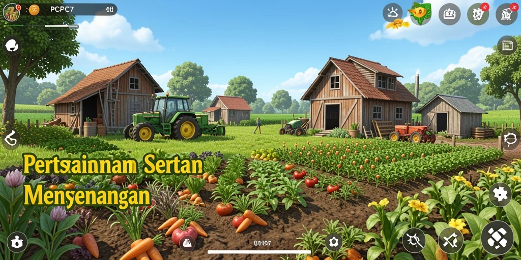 Tampilan screenshot PCPC7 yang menunjukkan serunya gameplay bertani.