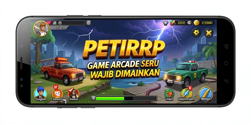 Tangkapan layar PETIRRP menampilkan aksi gameplay arcade yang mendebarkan.