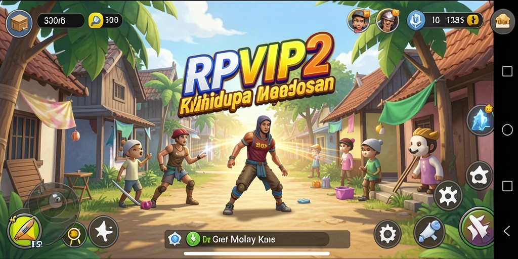 Gameplay RPVIP2 menampilkan interaksi karakter yang dinamis dan lingkungan yang hidup.