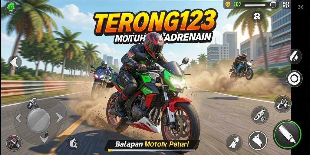 Screenshot gameplay dari balapan motor yang seru.